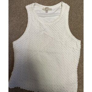 Atelier by Kirious White Textured Sleeveless Top Size Large Lined Stretch Tank
